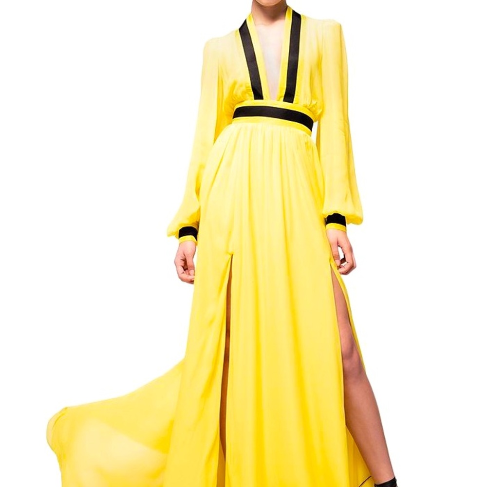 PINKO
Pompelmo Long Sleeve Ribbon Trim Georgette Gown 8